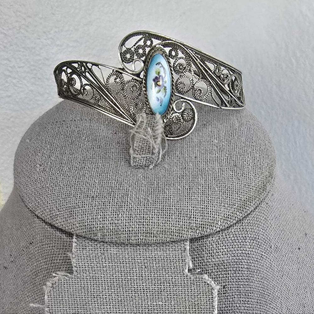 Vintage Finift Women's 3 Piece Bracelet &Earrings Jewelry Set